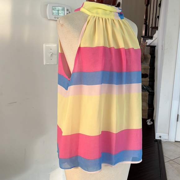 1. State Tops - 1.STATE striped halter neck tie back sleeveless blouse stunning! NWT